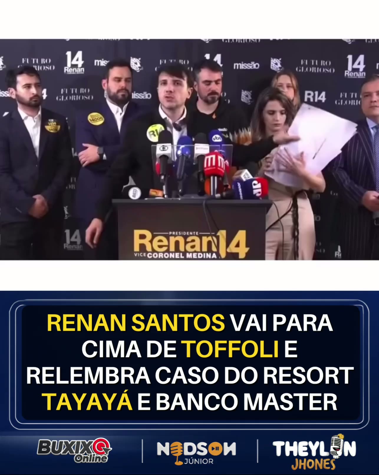 Renan Santos reage à decisão de Dias Toffoli e cita Resort Tayayá e Banco Master