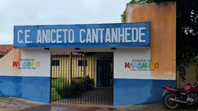 Fachada do Centro Educacional Aniceto Cantanhede, em Bequimão
